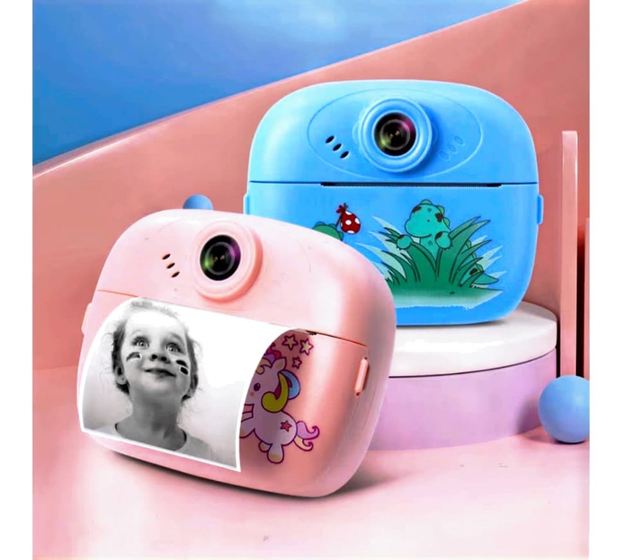 Kids Instant Print Camera – Mini Digital HD Photo & Video Camera with Games | Portable Kids Camcorder with 2 Print Rolls | Fun Learning Toy & Birthday Gift for Boys & Girls (Pink)